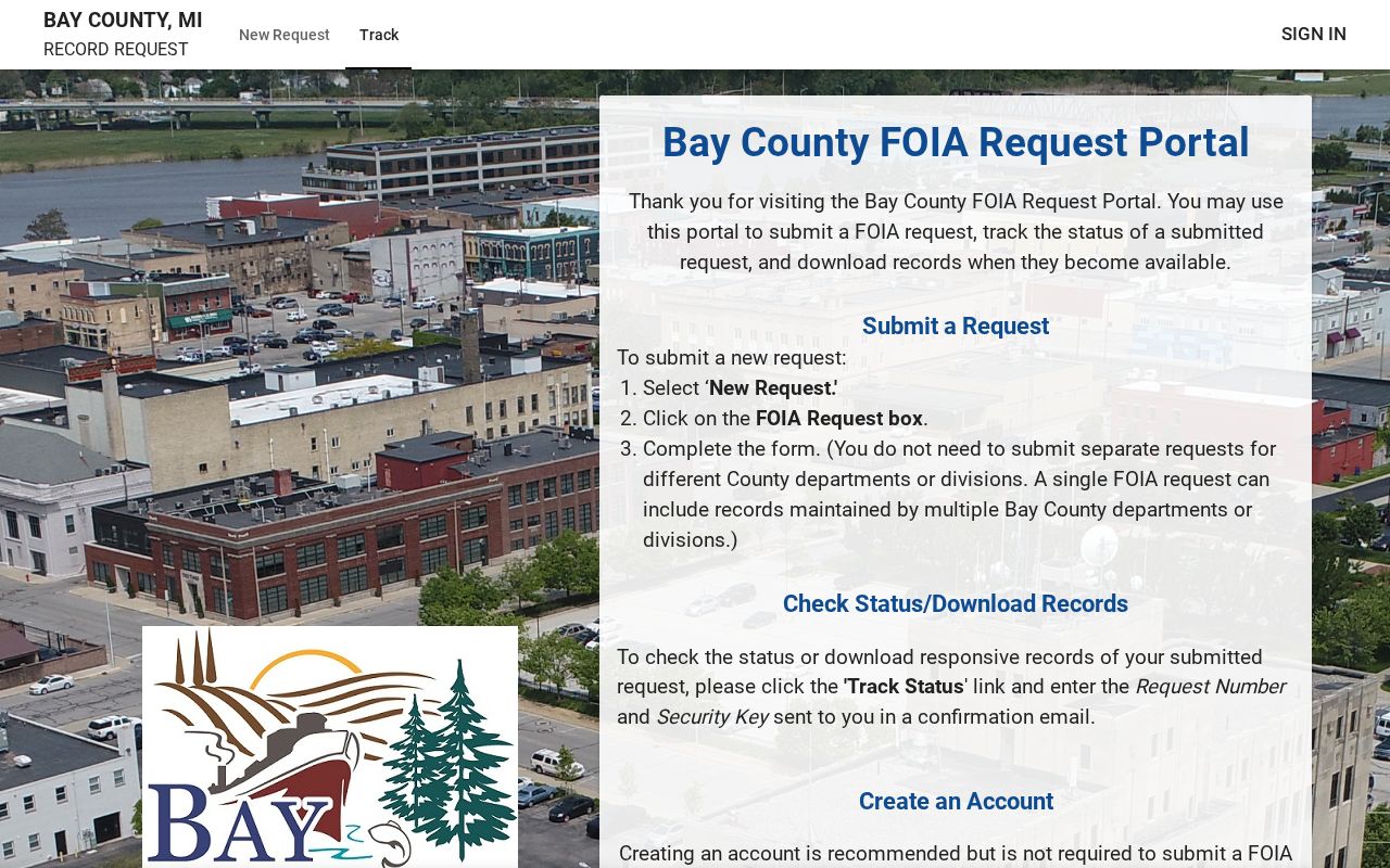 Bay County booking record and mugshot FOIA public portal